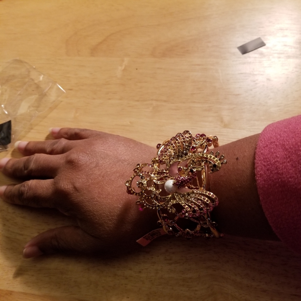 Peacock Bracelet & Brooch 2 In 1 - Picture 2 of 7